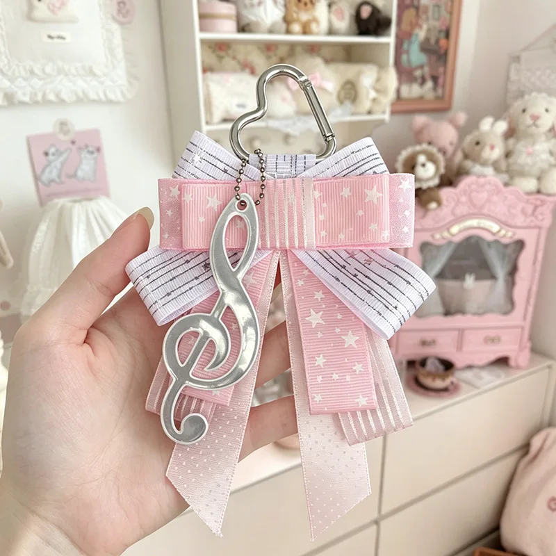 Sweet Cartoon Fashion Music Note Bow Ita Bag Keychain Charm Delicate Ins Decoration Craft Materia Finished Pendant for Bag