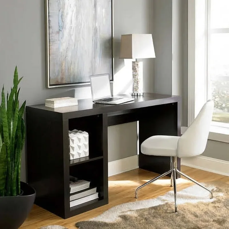 Cube Storage Office Desk, Espresso,flexibility to accommodate your ever-changing electronics，Timeless design