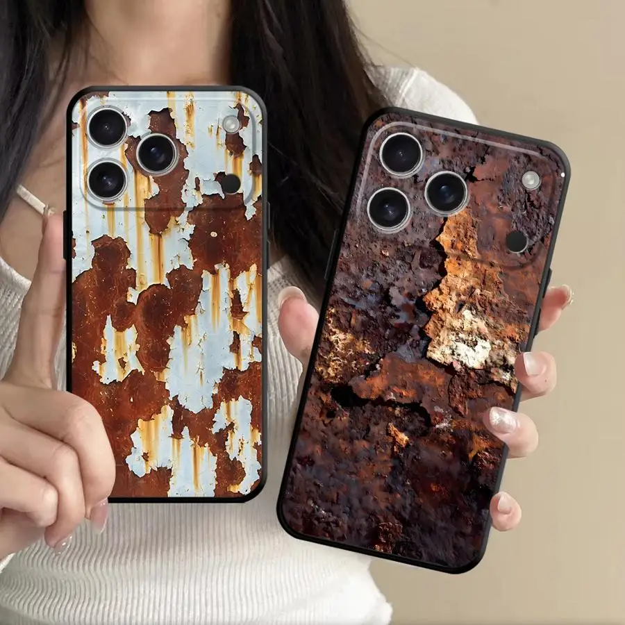 Retro-Rost-Design Hülle für Apple iPhone 17 Pro Max 13 Mini 12 Plus 17e Air 11 7 8 XS XR 15 16 Handyhülle