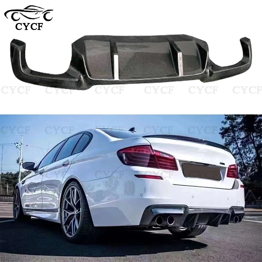 For BMW 5 Series F10 F18 520 530 Carbon Fiber Rear Lip Diffuser Competitive Style Back Bumper  Diffuse Spoiler Upgrade body kit