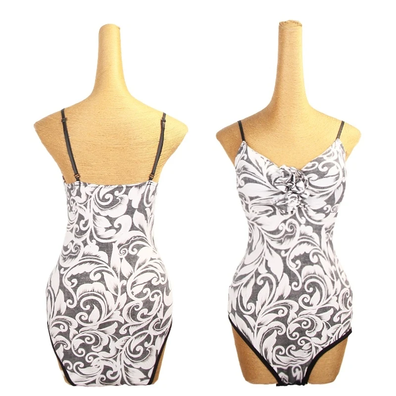 

2025 New Summer Latin Dance Mesh Print Jumpsuit Modern Dance Top Practice Costume Chacha Rumba Tango Dress Adult Wear DQL10696