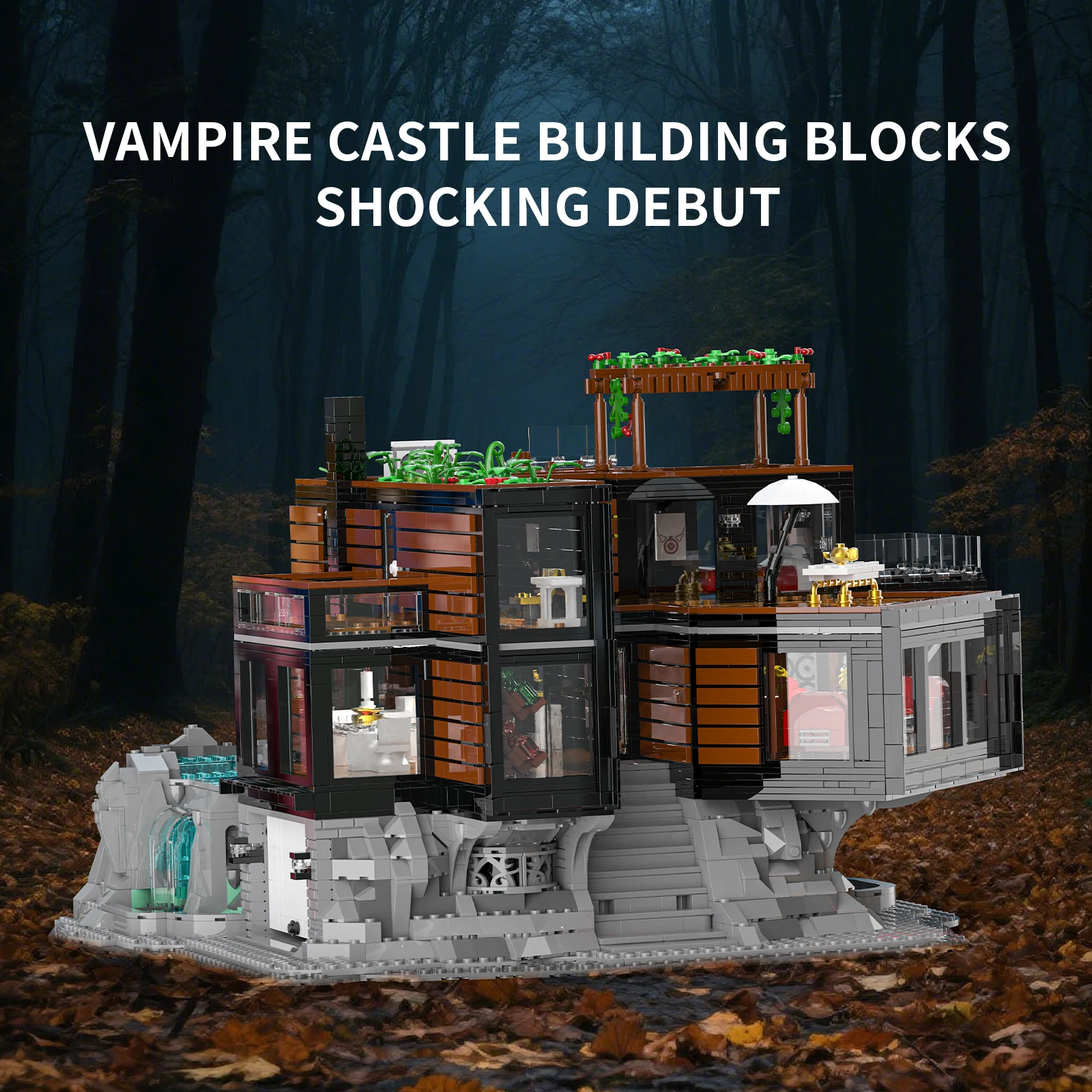 MOC City Vampire House Building Blocks Street View Architettura Mattoni Modello fai da te Giocattoli per bambini Regalo per adulti