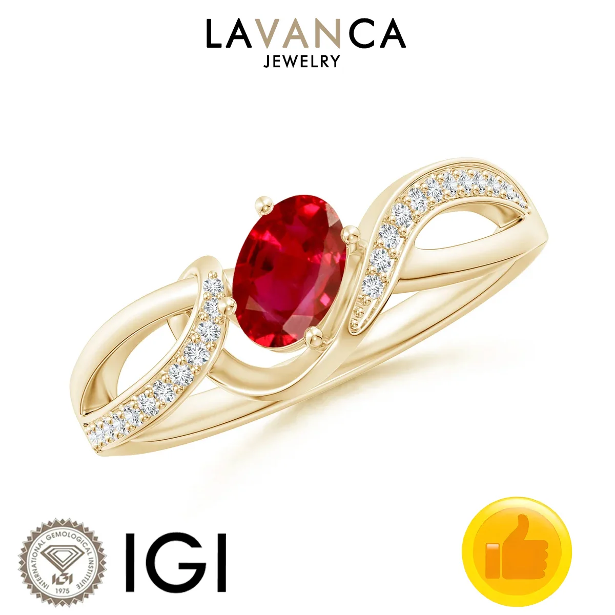 

Кольцо из желтого золота 9K/14K/18K с лабораторным рубином, центральный камень, овальный лабораторный рубин с акцентом круглого лабораторного бриллианта, кольцо на хвостовике для подарка жене