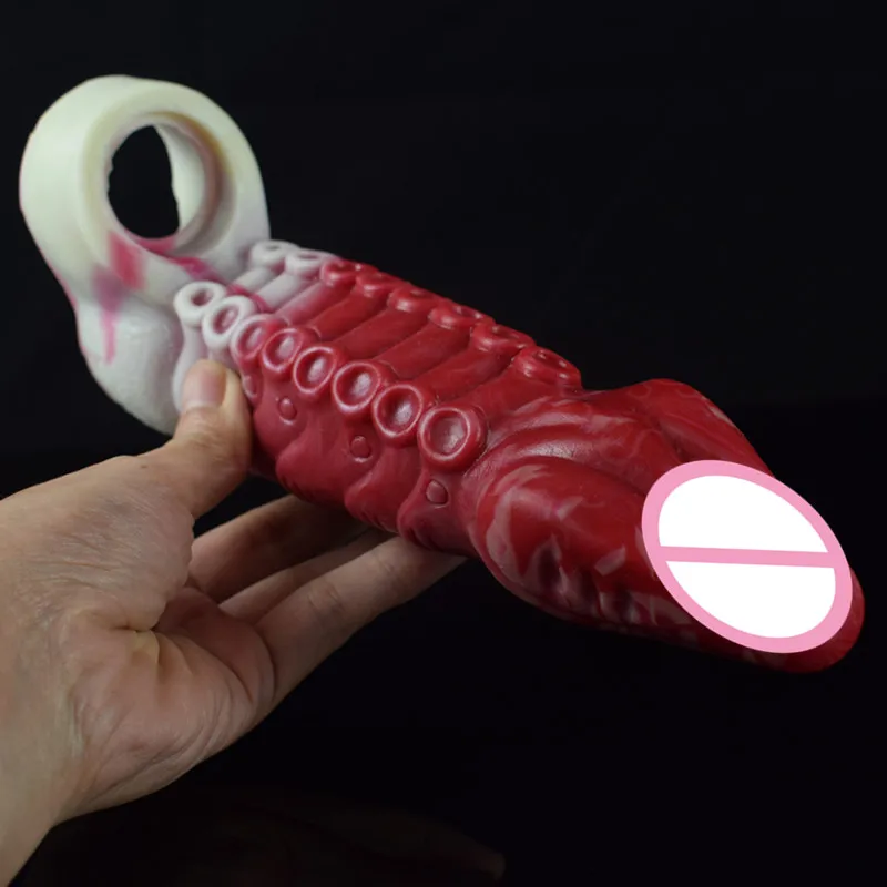 Silicone Large Dildos Penis Sleeve Male Cock Extender&Enlargement Delay Ejaculation Chastity Masturbator Sex Toys For Men Adults