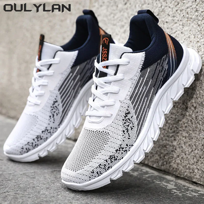 Oulylan Lightweight Casual Gym Athletic Trainers Jogging Tennis Shoes Mens Running Shoes Breathable Knit Sport Sneakers Cushion