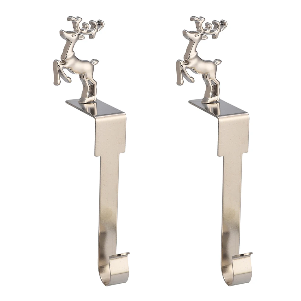 Mantel Stocking Holders Mantel Shelf Christmas Stocking Holders Non-slip Design Rust Prevention Silver Plated Hook Color: Silver