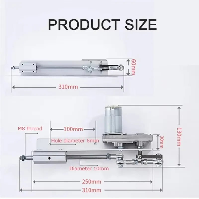 Linear Actuator Motor 24V DC Reduction Gear Motor Reciprocating Cycle Linear Adjustable Stroke Mini Telescopic Linear Actuator