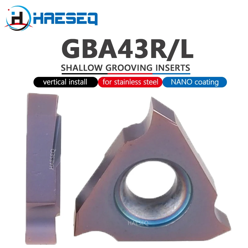 

GBA43 GBA43R GBA43L GBA43R100 GBA43R200 GBA43R300 GBA43R400 GBA43R500 Grooving Cutter Shallow Groove Turning Tool Turning Insert