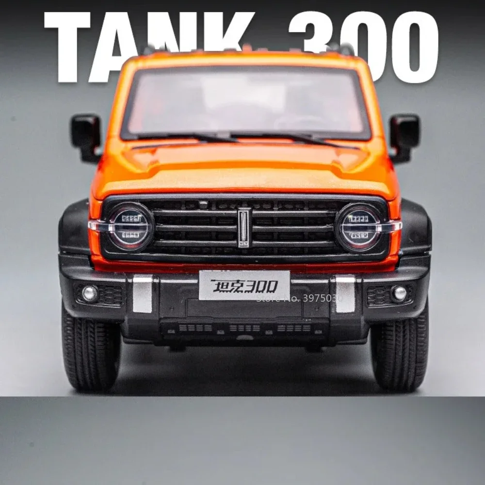 1:24 Scale Alloy Car Model Toy Tank 300 SUV Metal Diecast Simulation Vehicles Sound Light Decorative Toys for Kids Holiday Gifts