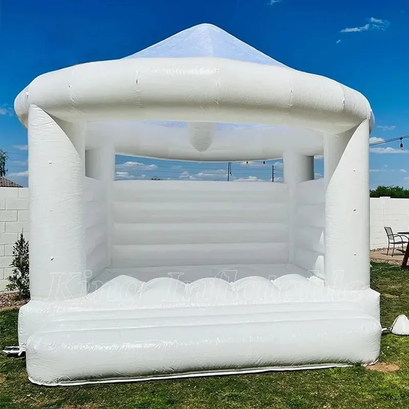

Full PVC Material 4X4m inflatable white bouncy castle White Bouce House Jumping House With Blower Wedding gift Rentable toys