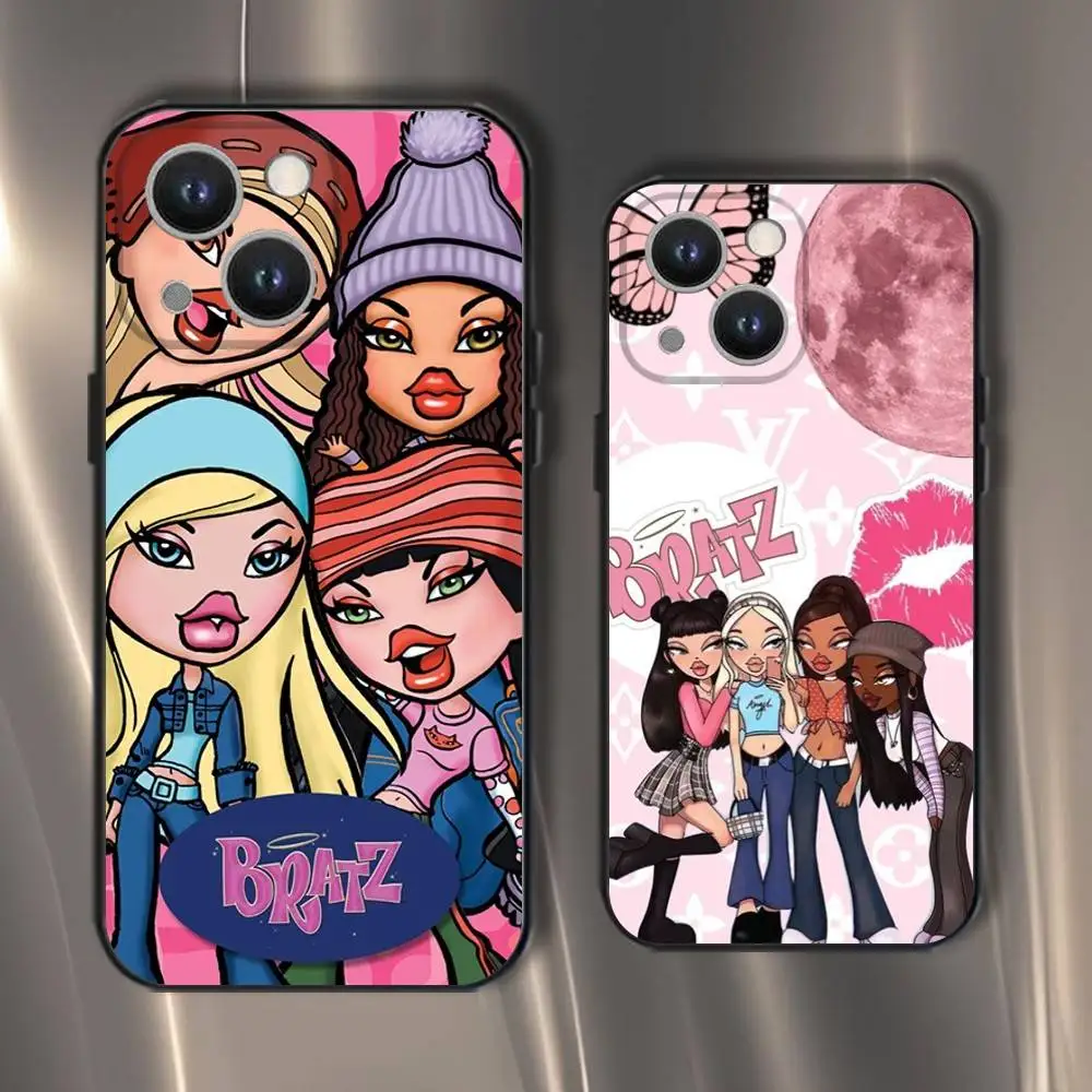 

B-Bratz Doll Phone Case For iPhone 16,15,14,13,12,11,Pro,XS,Max,XR,Plus,E,SE4,Mini Black Soft Cover