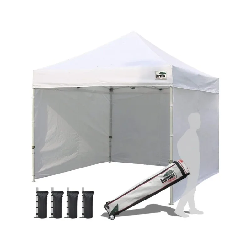 

USA 10'x10' Pop-up Canopy Tent Commercial Instant Canopies with 4 Removable Zipper End Side Walls and Roller Bag