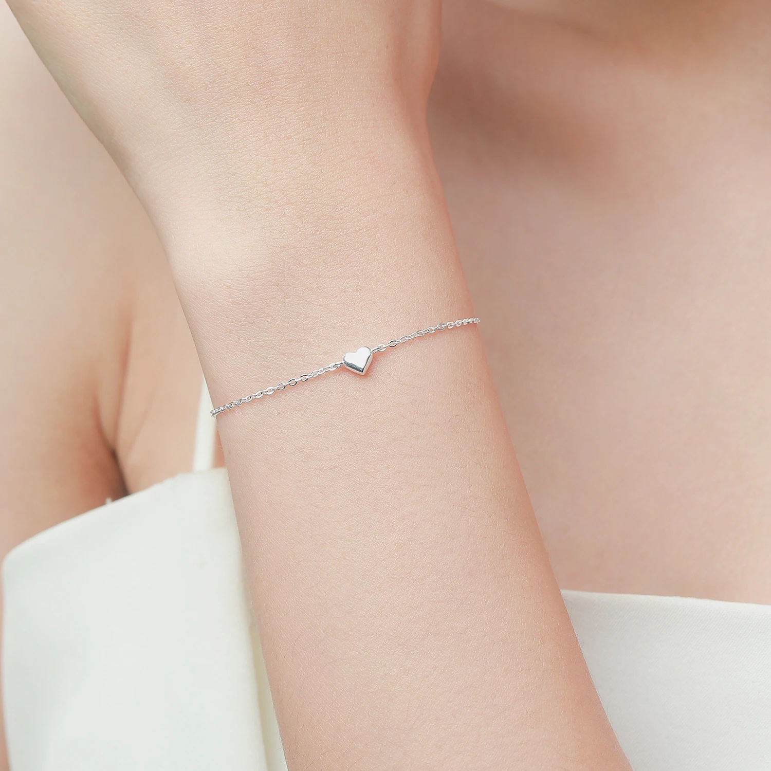 Modian Fashion Cute Heart Ankle For Women Real Solid 925 Sterling Silver Simple Link Chain Ankle Ethnic Style Fine Jewelry