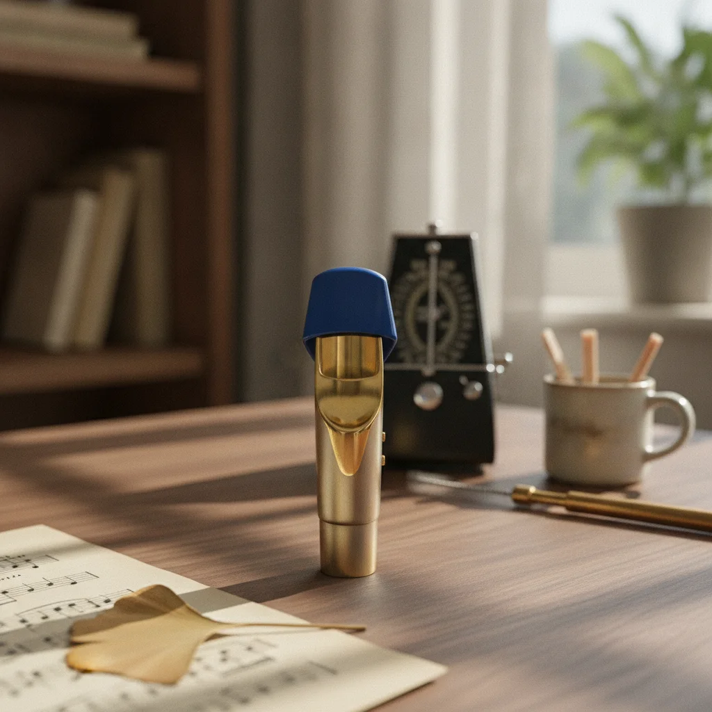 Metal Saxophone Mouthpiece Gold-Plated Saxophone Mouthpiece with Cap and Ligature Musical Accessory Bright High-Quality