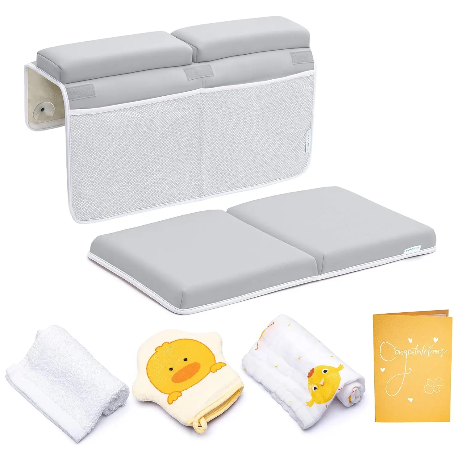 

Baby Bath Kneeling Pad with Elbow Rest and Storage Bag, 1.75 Inch Extra Thick Bathtub Knee Pad for Comfort