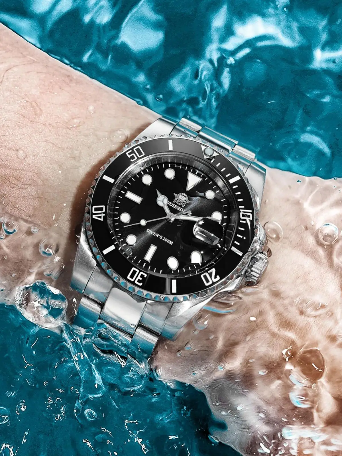 ADDIESDIVE Bestseller Luxus-Herrenuhr 41mm Keramik-Lünette 200m Wasserdicht Datumsanzeige Super-Leuchtende Lume Edelstahlgehäuse Outdoor-Sportuhr