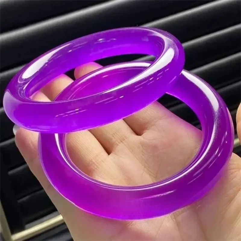 

Natural Ice Purple Round Bar Bracelet, Fashionable and Versatile Temperament Bracelet