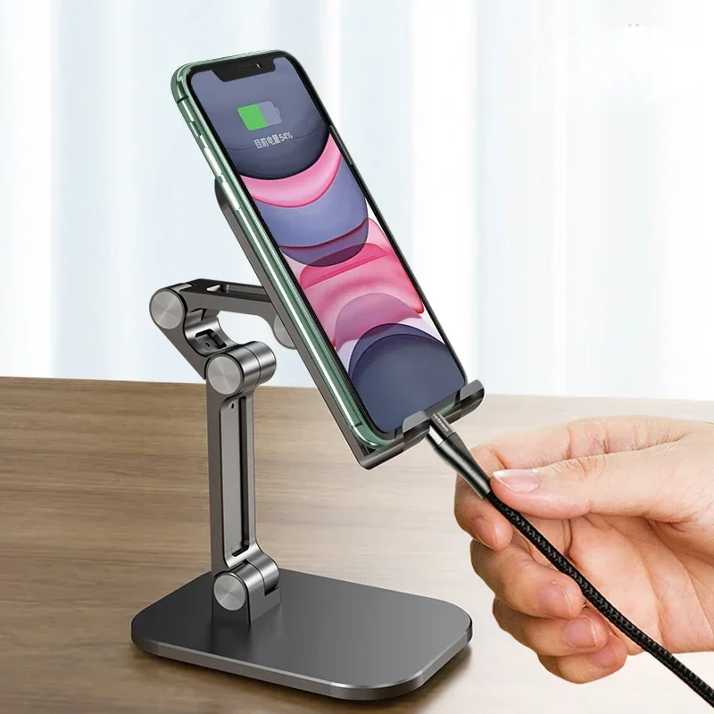 Three Sections Foldable Desk Mobile Phone Holder for IPhone IPad Tablet Flexible Table Desktop Adjustable Cell Smartphone Stand