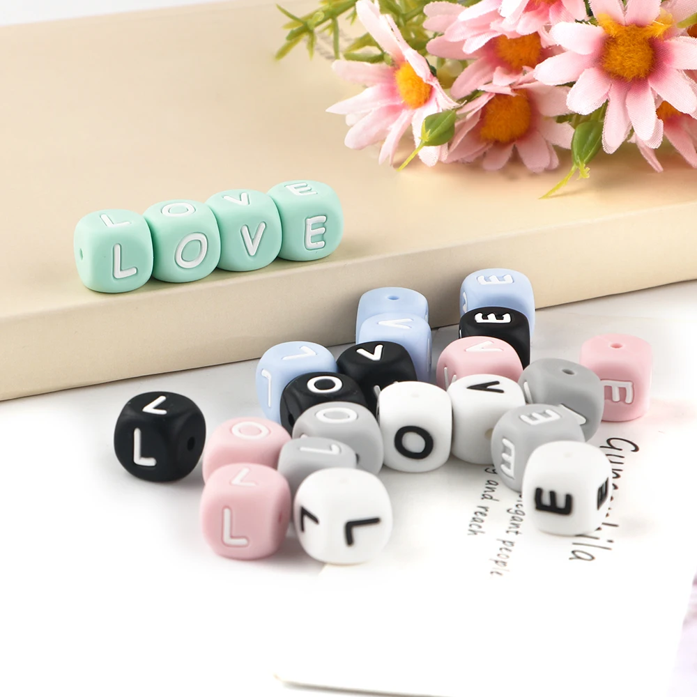 Kovict 10pc Colorful Alphabet English Silicone Letters Beads 12mm For Jewelry Making DIY Personalized Necklace Bracelet