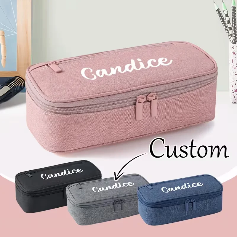 1 Piece Can Be Customized with Name or Text, and Large Capacity Custom Pencil Cases Are Also Available Large-Capacity, Multi-Compartment, Durable Stationery Pencil Case, Suitable for Office Supplies, Cross-Border Supply, Simple Oxford Cloth Pencil Case, Foldable Large-Capacity Stationery Box for Elementary School Students, Pencil Case for Middle and High School Students.