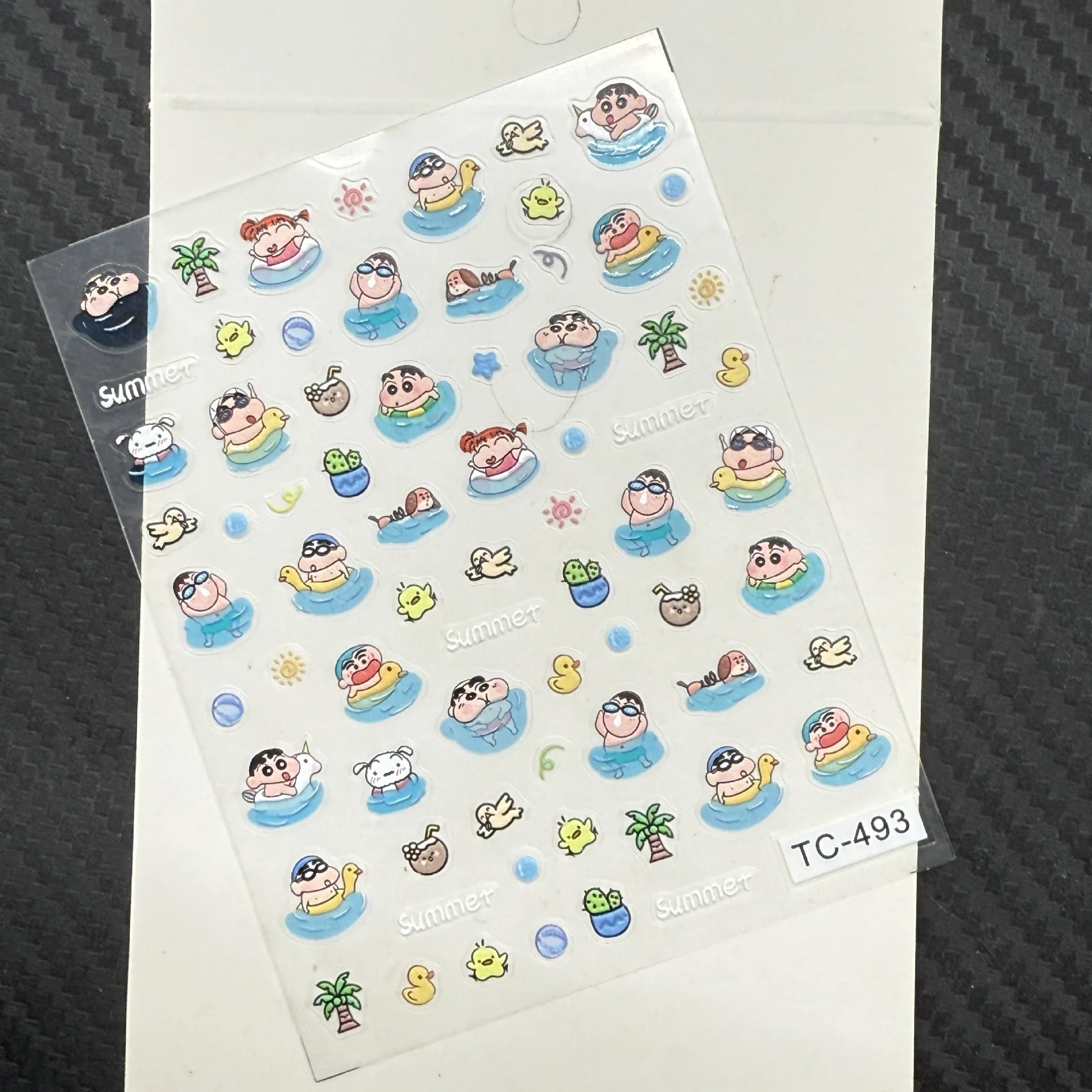 Pastel Crayon Shin-chan Nail Decals Cute Embossed Motifs Long Lasting Adhesive Nail Stickers Daily Manicure Versatile Stickers