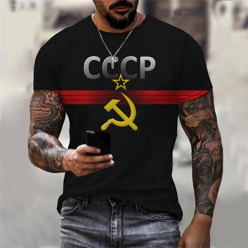 CCCP Russia USSR Soviet Union 3D Print T-Shirts Men Women Casual Fashion Oversized Short Sleeve T Shirt Tees Tops Man Clothing