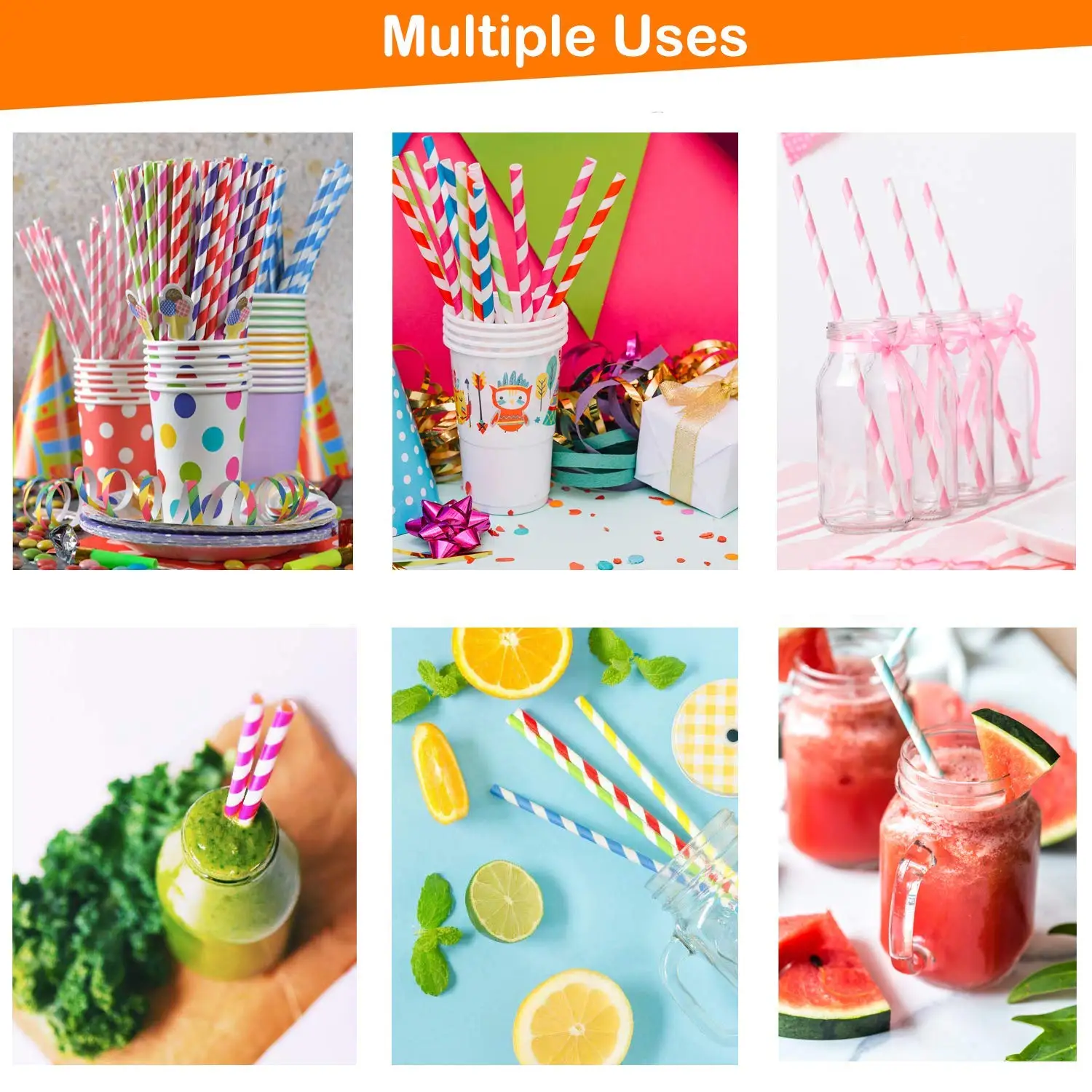 50/100pcs Bulk Colored Striped Disposable Paper Straws for Coffee Milk Juice Cocktails Birthday Parties Eco-Friendly Drinkware