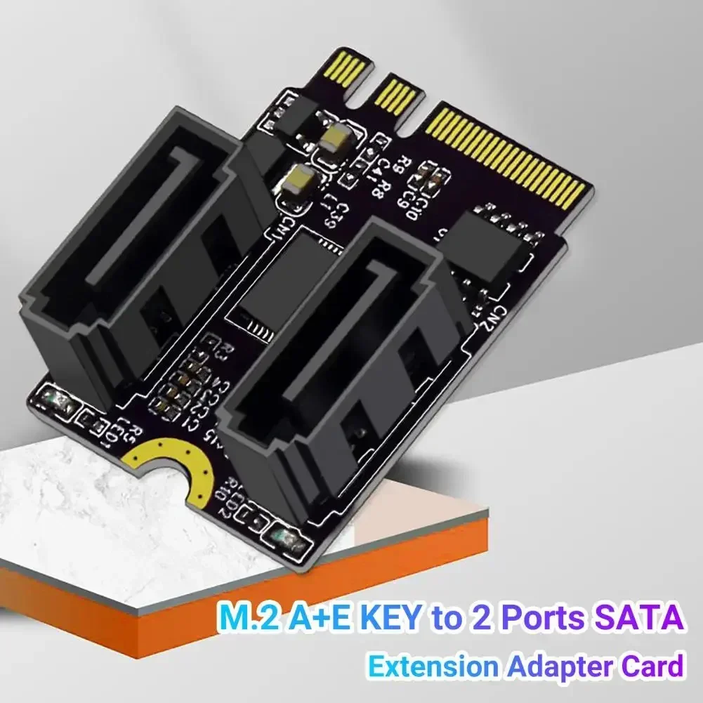M.2 A+E KEY to 2 Ports SATA3.0 Converter Card Hard disk expansion card: Fast Data Transmission and Stable Output