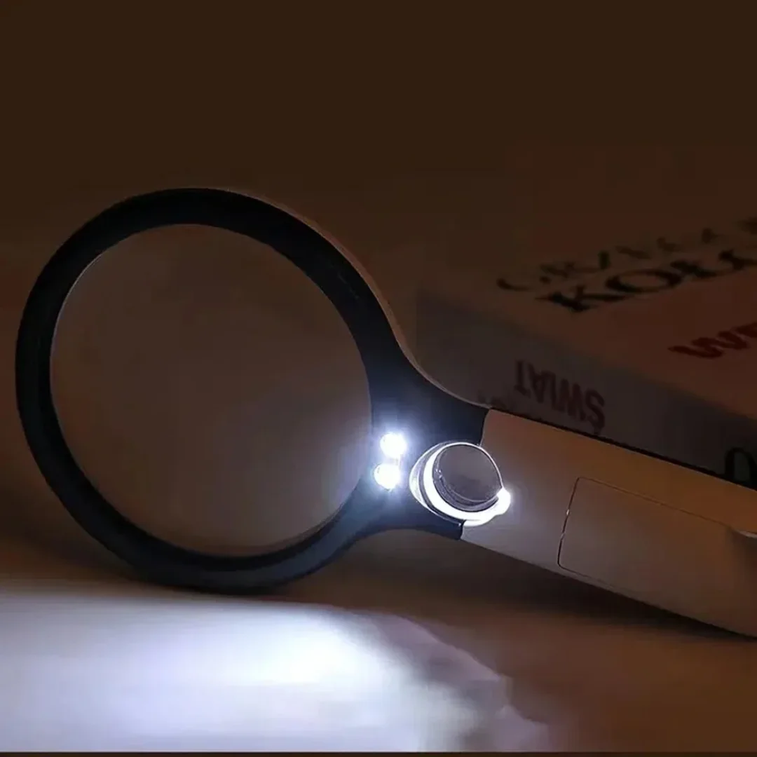 White Magnifying Glass Handheld 45X Magnifier With 3 LED Light For Reading Magnifying Glass Jewelry Loupe Clear and bright