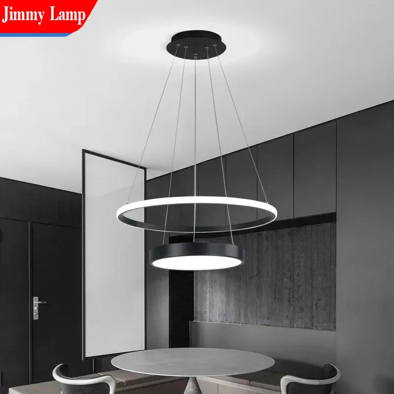 Nordic decorativo preto circular luz pingente para criativo quarto restaurante hall bar interior luminárias led