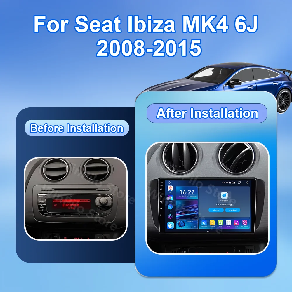 Android 16 Car Radio for Seat Ibiza MK4 6J 2008-2015 Auto Multimedia Player CarPlay Android Auto GPS Bluetooth 4G WIFI Head Unit