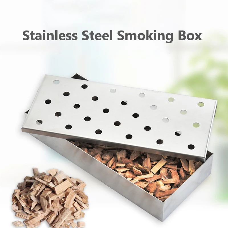 

Stainless Steel Wood Chips Smoker Box Outdoor Charcoal Gas Barbecue Grill Meat Infused Smoke Flavor Accessories BBQ Tools