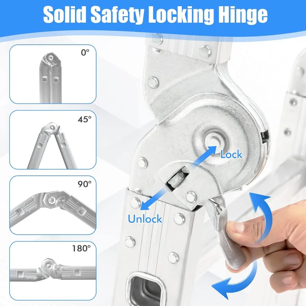 Escada dobrável Giantex de 12 pés: 7 em 1, capacidade de 330 libras, alumínio leve com trava de segurança