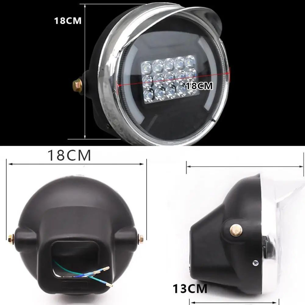 High Power 15 Bead LED Headlight for Motorcycle Tricycle with Dual Beam Function Compatible with 12V to 80V Electrical Systems