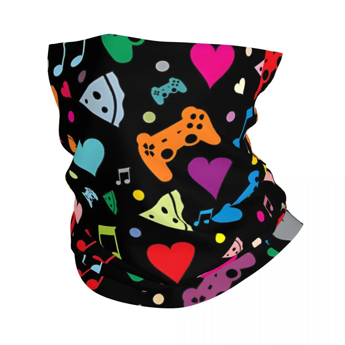 Couvre-cou bandana respirant pour adulte, cagoule unisexe, motif de musique Love Game Pizza, écharpe ronde, cyclisme