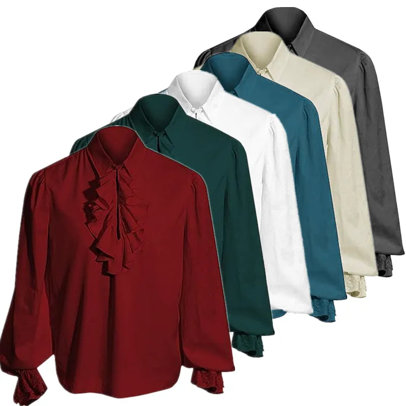 Medieval Punk Roleplay Long-Sleeved Vintage Shirt European Sizing Multi-Colour Vintage Theatre Costume Unisex