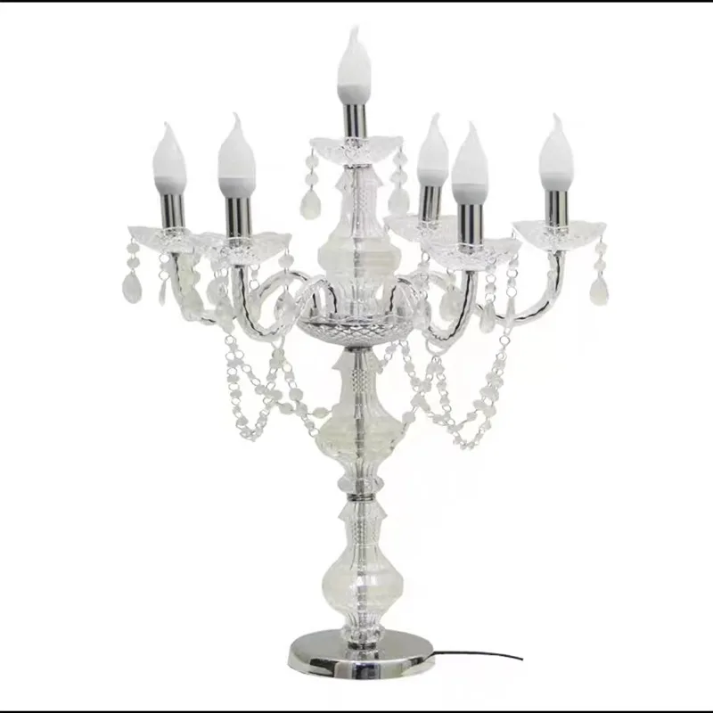 New 6-head acrylic transparent crystal lamp, road guide luminous wedding props photo area welcome area wedding plutonium
