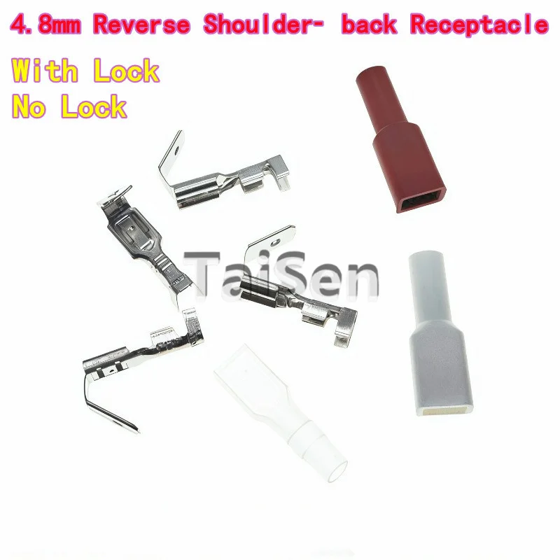 100PCS 4.8mm Reverse Shoulder‑back Receptacle Male Female Receptacle Reverse Shoulder‑back Crimp Terminal Tab 0.35mm Thickness
