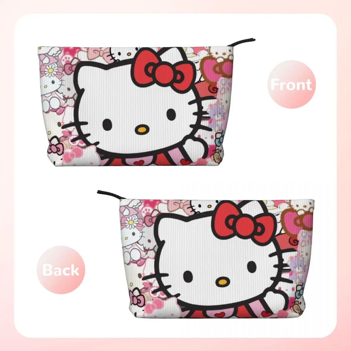 Custom Hello Kitty Sanrio Travel Toiletry Bag Women Corduroy Cosmetic Makeup Organizer Beauty Storage Dopp Kit