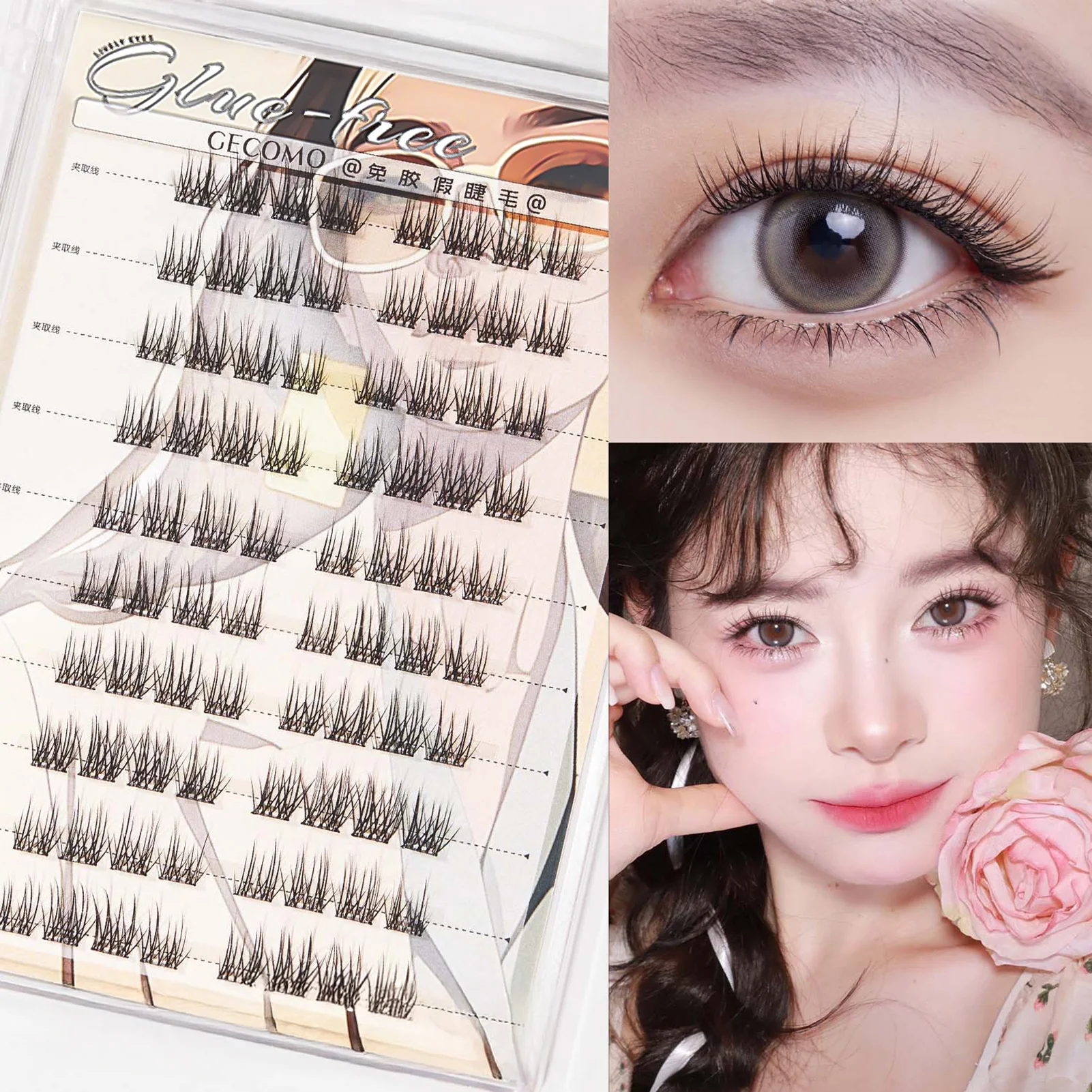 Faux-cils auto-adhésifs 7-13mm, bricolage, sans colle nécessaire, Extension de cils individuels, outils de maquillage pour femmes et filles