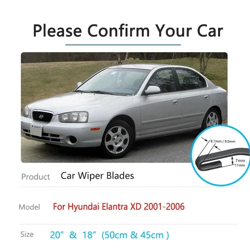 For Hyundai Elantra Avante XD MK3 2001 2002 2003 2004 2005 2006 Front Wiper Blades Rubber Strip Refill Auto Replacement Parts