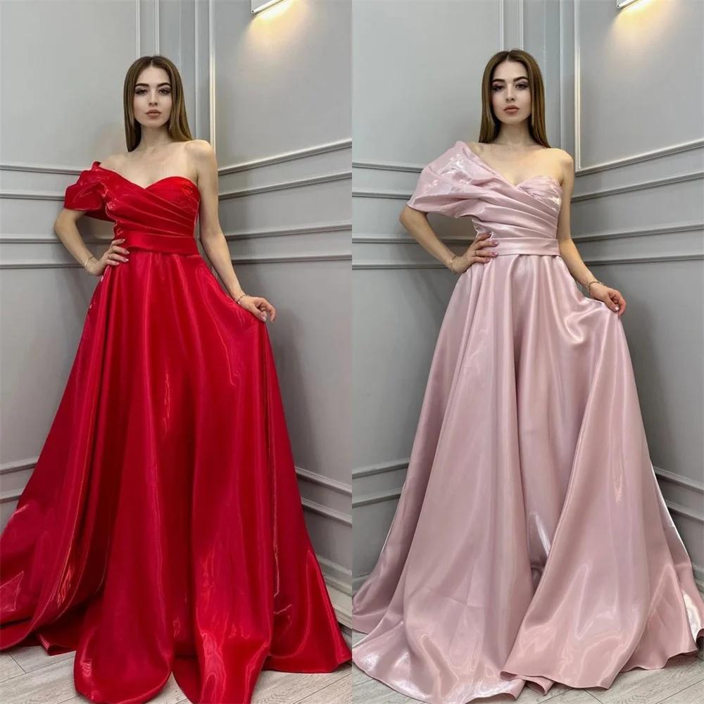 

Customized Formal Gown Saudi Arabia Dearin Asymmetrical A-line Floor Length Skirts Bespoke Occasion Dresses Evening Prom Dress