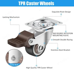 4 Stcs 1 1,25 1,5 2 Zoll Drehung von weichen Gummimöbeln Universal Rad Drehrad für Plattformzubehör 10 Hauptverkaufskleiderräder -Räder - №10