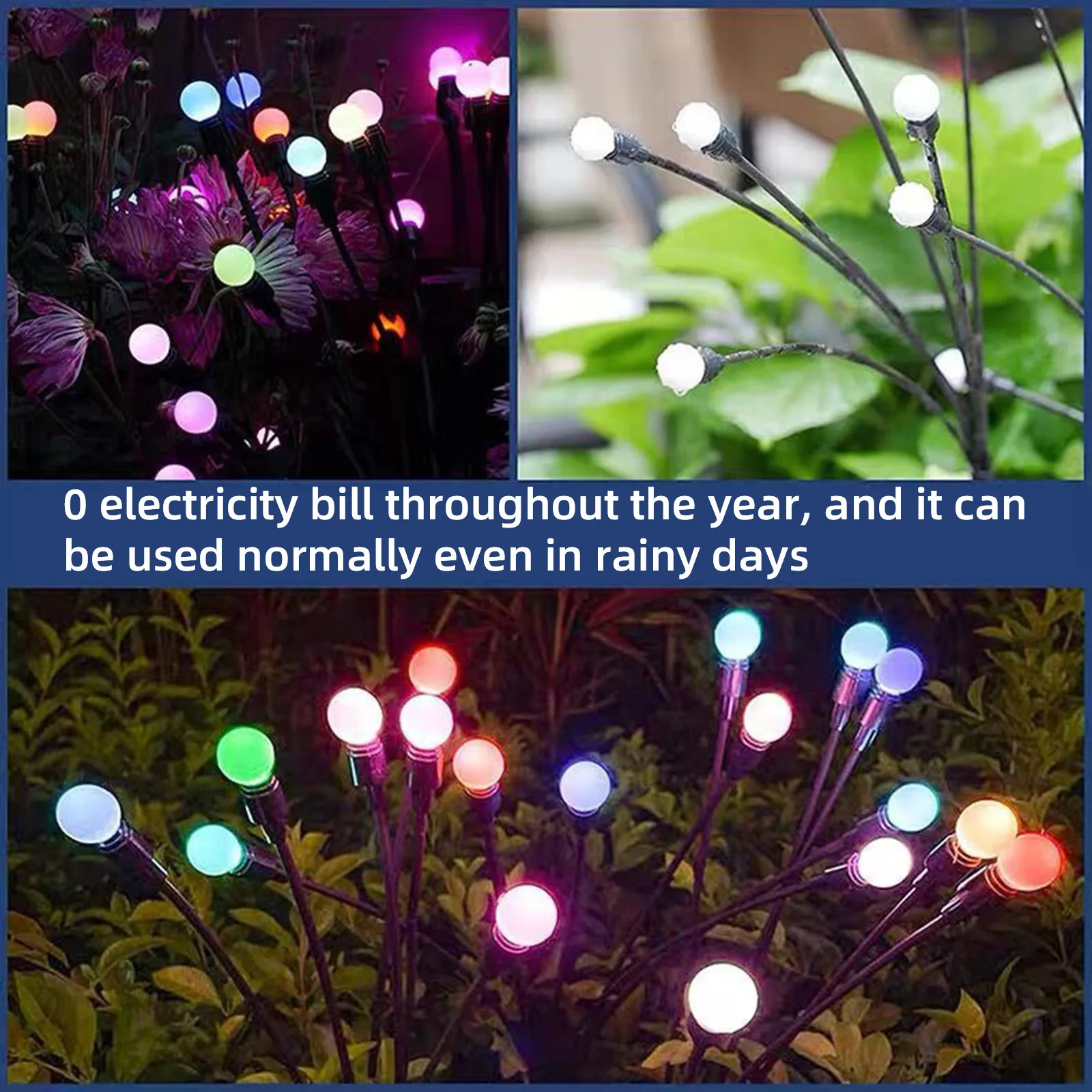 1/2/4 قطعة أضواء الحديقة الشمسية أضواء اليراع مع 6/8/10 رؤساء التي تعمل بالرياح يتأرجح للمروج حديقة الحفلات مهرجان الإضاءة #1