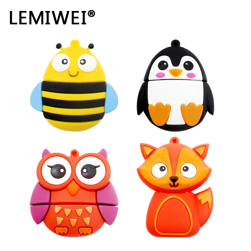 

Reboto cartoon animal usb flash drive cute penguin owl fox usb pendrive 32GB 64GB pen drive 16gb usb flash drives memory stick