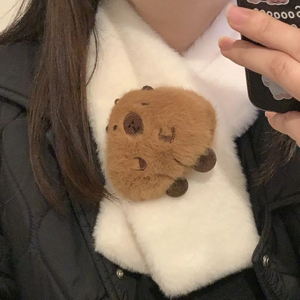 Cross Scarf Capybara Thermal Neckerchief Neck Warmer Windproof Motorcycle Scarf Cartoon Warm Boys Girls Wool Scarf Kids