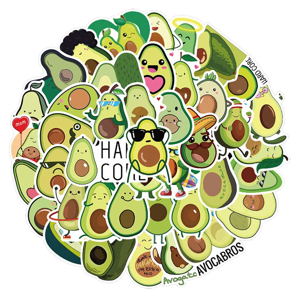 

10/30/50pcs Funny Cute Cartoon Avocado Stickers Waterproof DIY Scrapbook Luggage Phone Fridge Creative Graffiti Decals Toy Gift