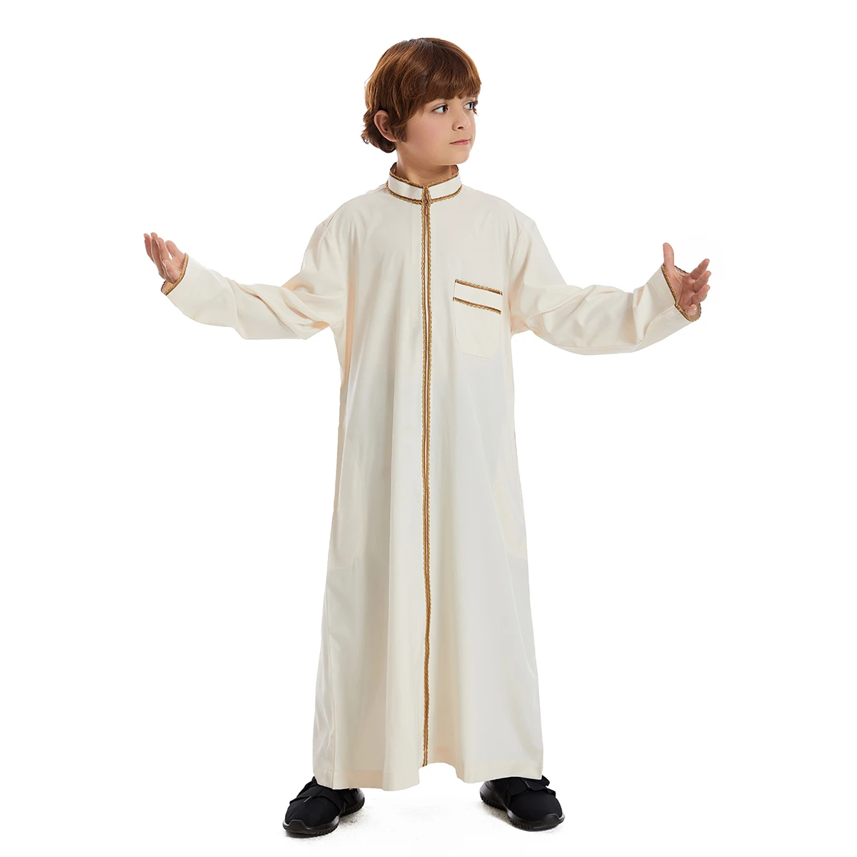 Saudi Arabic Boys Kids Zipper Robe Ramadan Muslim Dress Child Jubba Thobe Eid Djellaba Dishdasha Islamic Abaya Dubai Turkey Gown