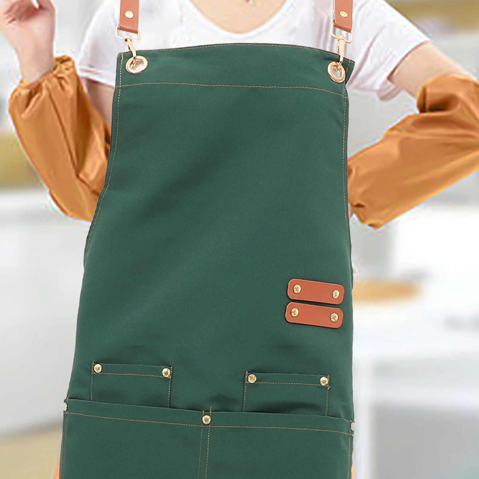 

Waterproof Canvas Multi-Functional Oil Proof Kitchen Apron Adjustable Straps Cooking Bbq Painting Workshop Gardening Reusable