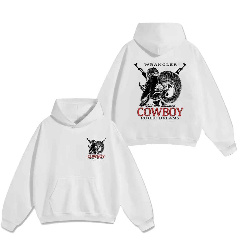 

Мужской пуловер с ковбойским черепом в стиле родео, популярная осенне-зимняя уличная одежда унисекс с длинными рукавами, свободная повседневная толстовка